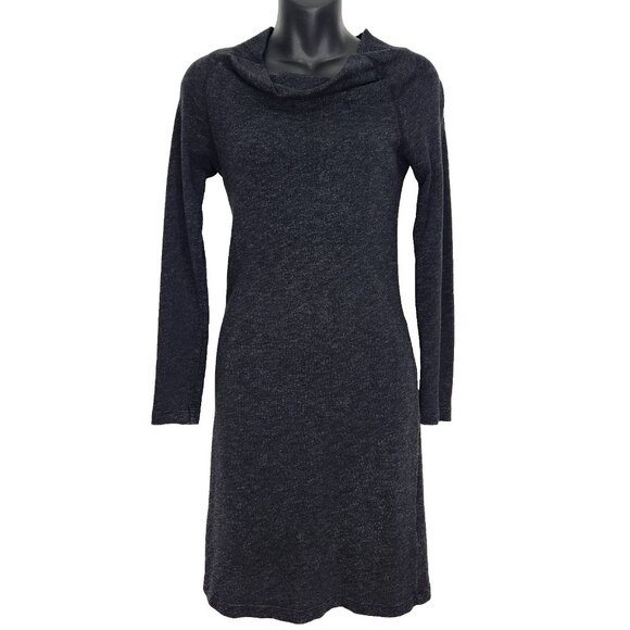 James Perse Dress Size 1 Small Black Raglan Long Sleeve Cowl Neck Sheath - Picture 1 of 10